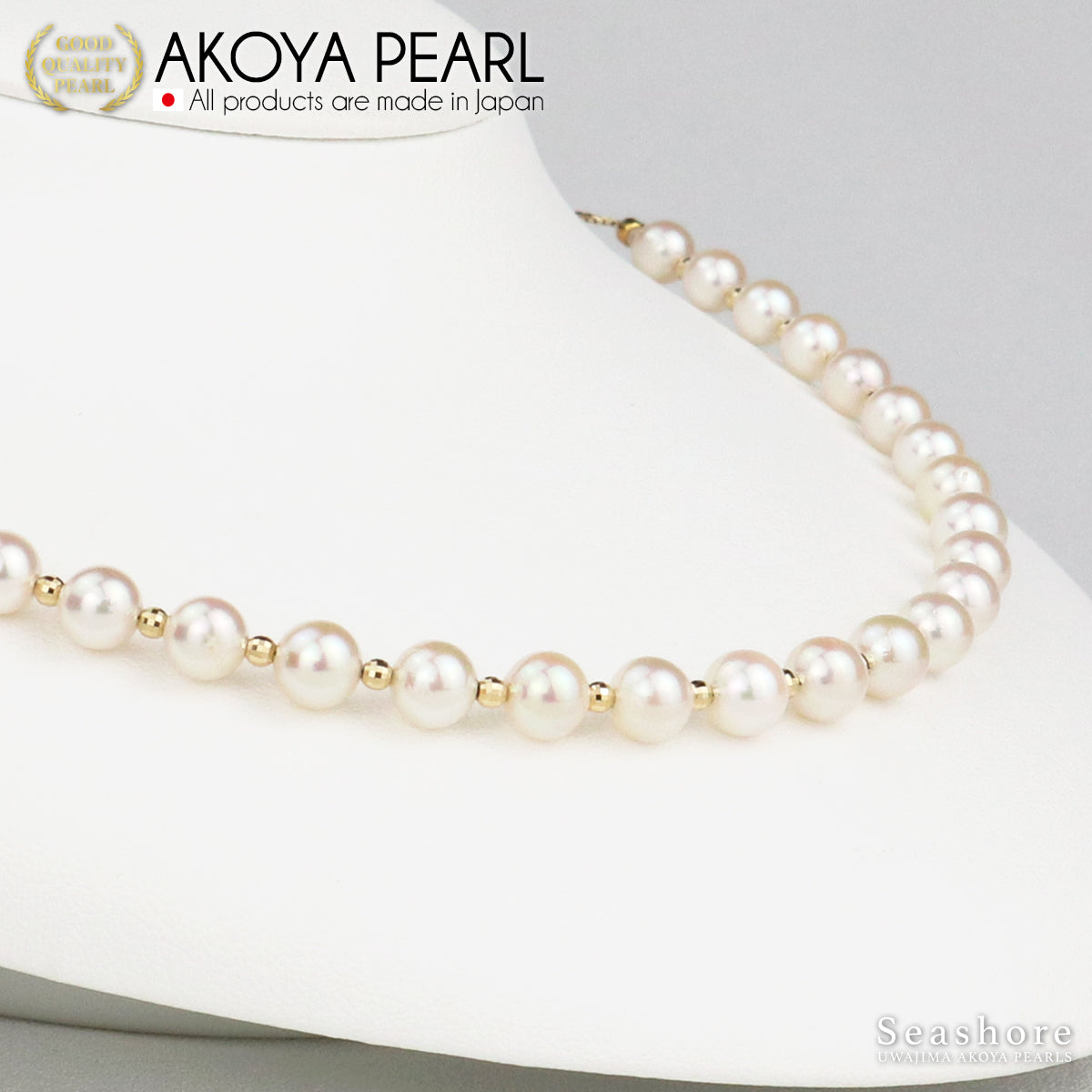 Akoya 珍珠 K10YG 半链珍珠项链 [6.0-6.5mm] 威尼斯链带纸板盒 (3751)
