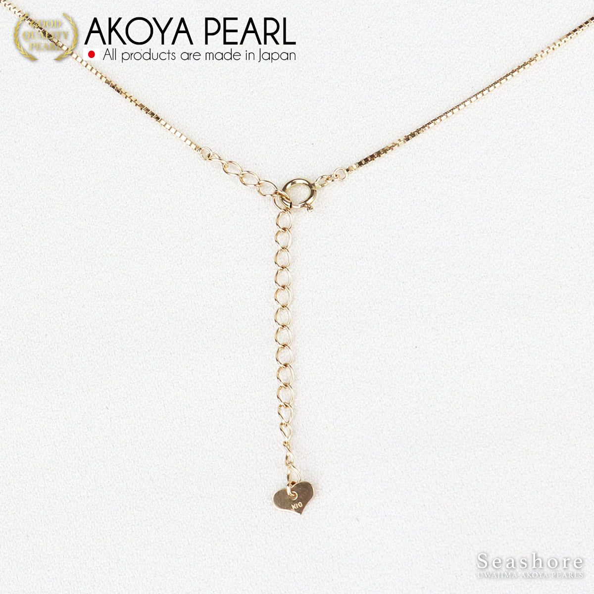 Akoya 珍珠 K10YG 半链珍珠项链 [6.0-6.5mm] 威尼斯链带纸板盒 (3751)