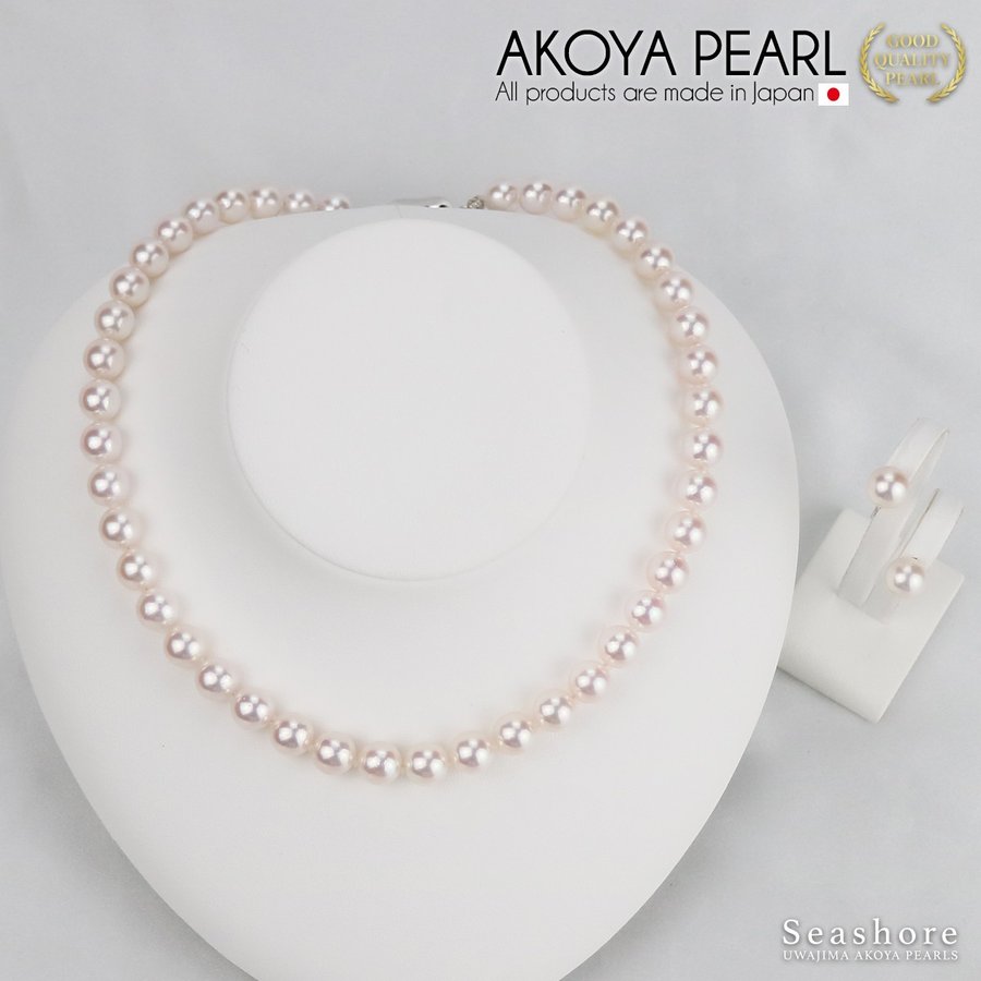 Specially selected flower beads: Grace pearl] Formal necklace 2-piece