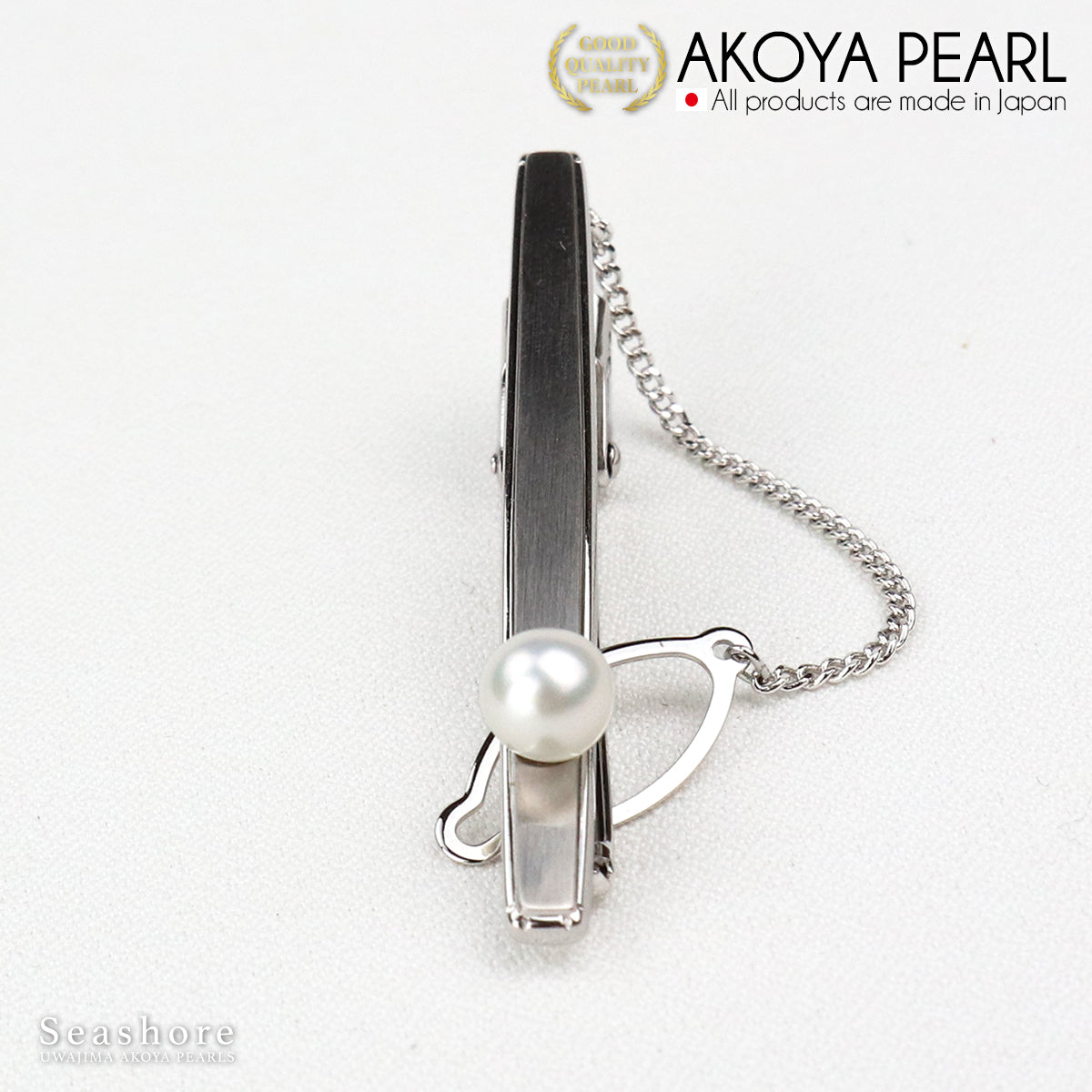 Pearl Tie Pin Tie Bar SV925 White/Gray 6.0-7.0mm Akoya Pearl Men's Storage Gray Case Included