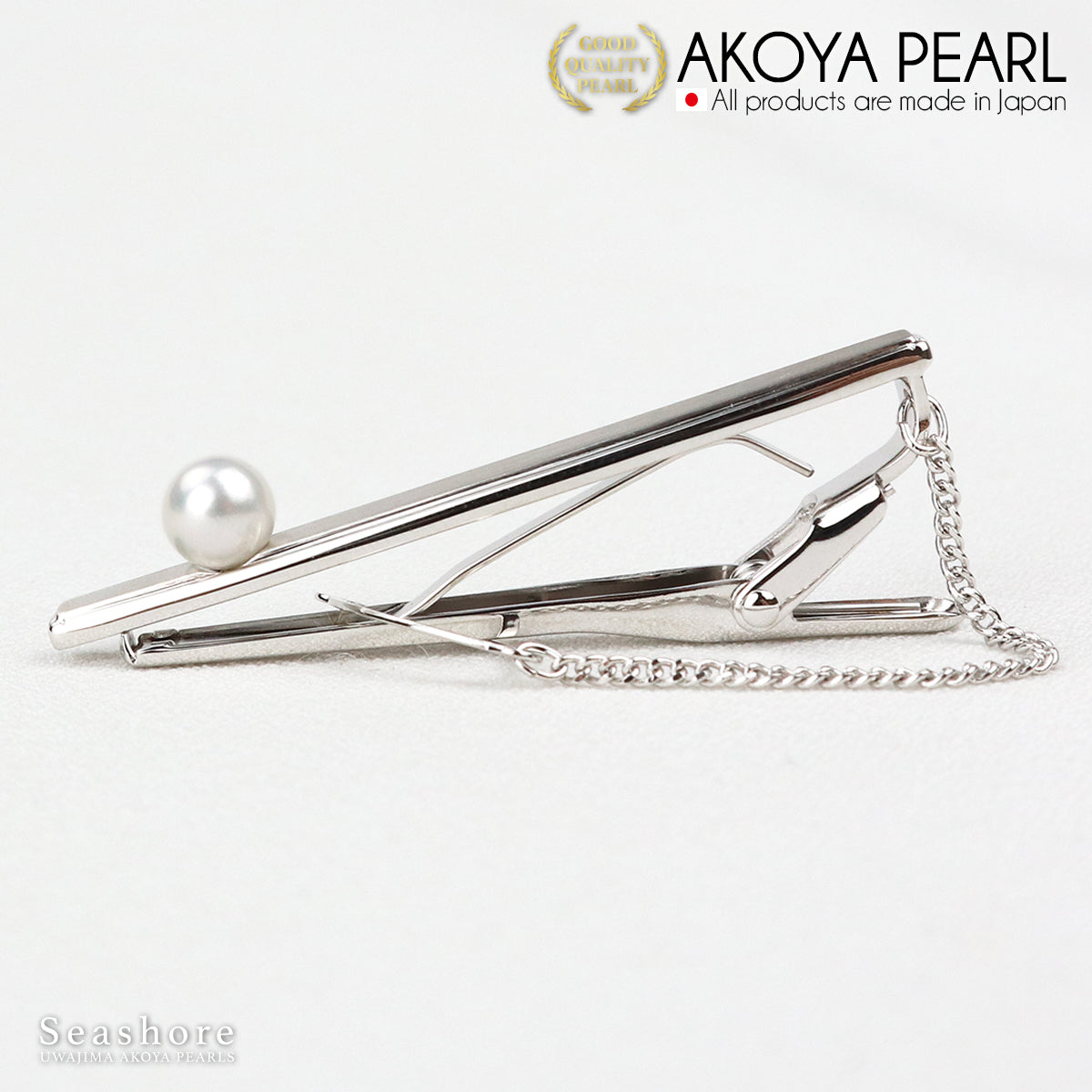 Pearl Tie Pin Tie Bar SV925 White/Gray 6.0-7.0mm Akoya Pearl Men's Storage Gray Case Included